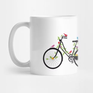 Old vintage bicycle with flowers and birds Mug